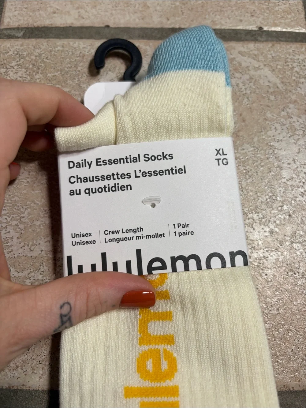 NWT Lululemon Daily Essential Socks *Crew (Coconut Ivory/Seafoam/Buttercup) XL